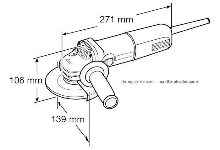 Болгарка (УШМ) MAKITA 9558HNG + кейс 824806-0 + быстрозажимная гайка