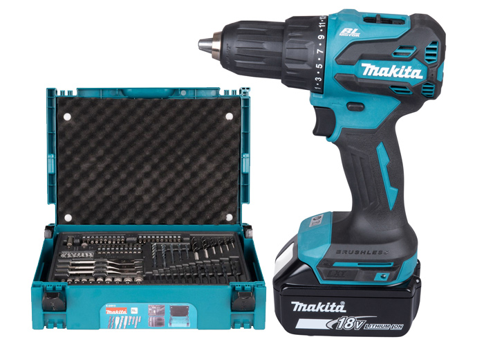 Акумуляторний ударний дриль-шурупокрут MAKITA SET-DHP490WVE-1125