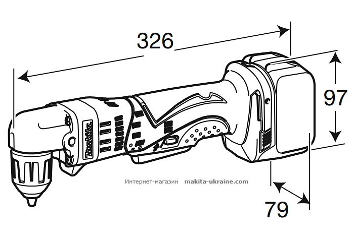 Аккумуляторная угловая дрель MAKITA BDA341RFE