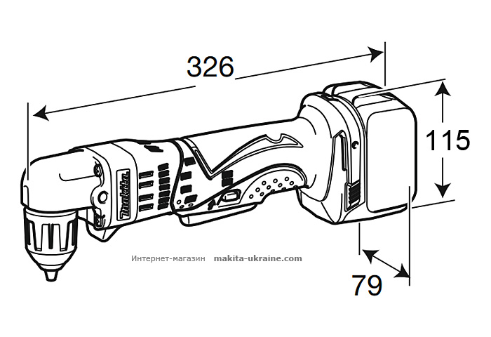 Аккумуляторная угловая дрель MAKITA BDA351Z