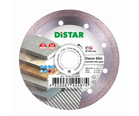 Алмазний диск відрізний DISTAR 1A1R 115x1,2/1,0x8x22,23 Decor Slim