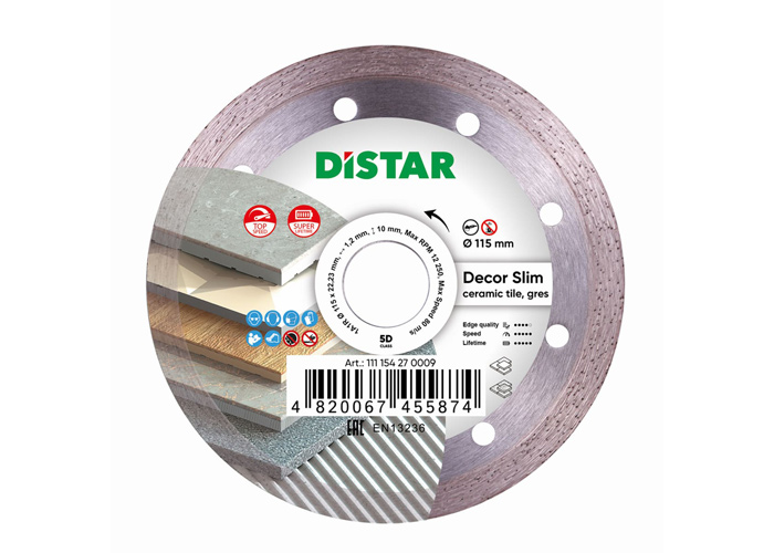 Алмазний диск відрізний DISTAR 1A1R 115x1,2/1,0x8x22,23 Decor Slim