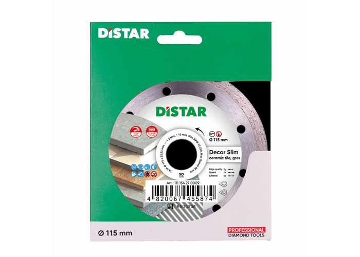 Алмазний диск відрізний DISTAR 1A1R 115x1,2/1,0x8x22,23 Decor Slim